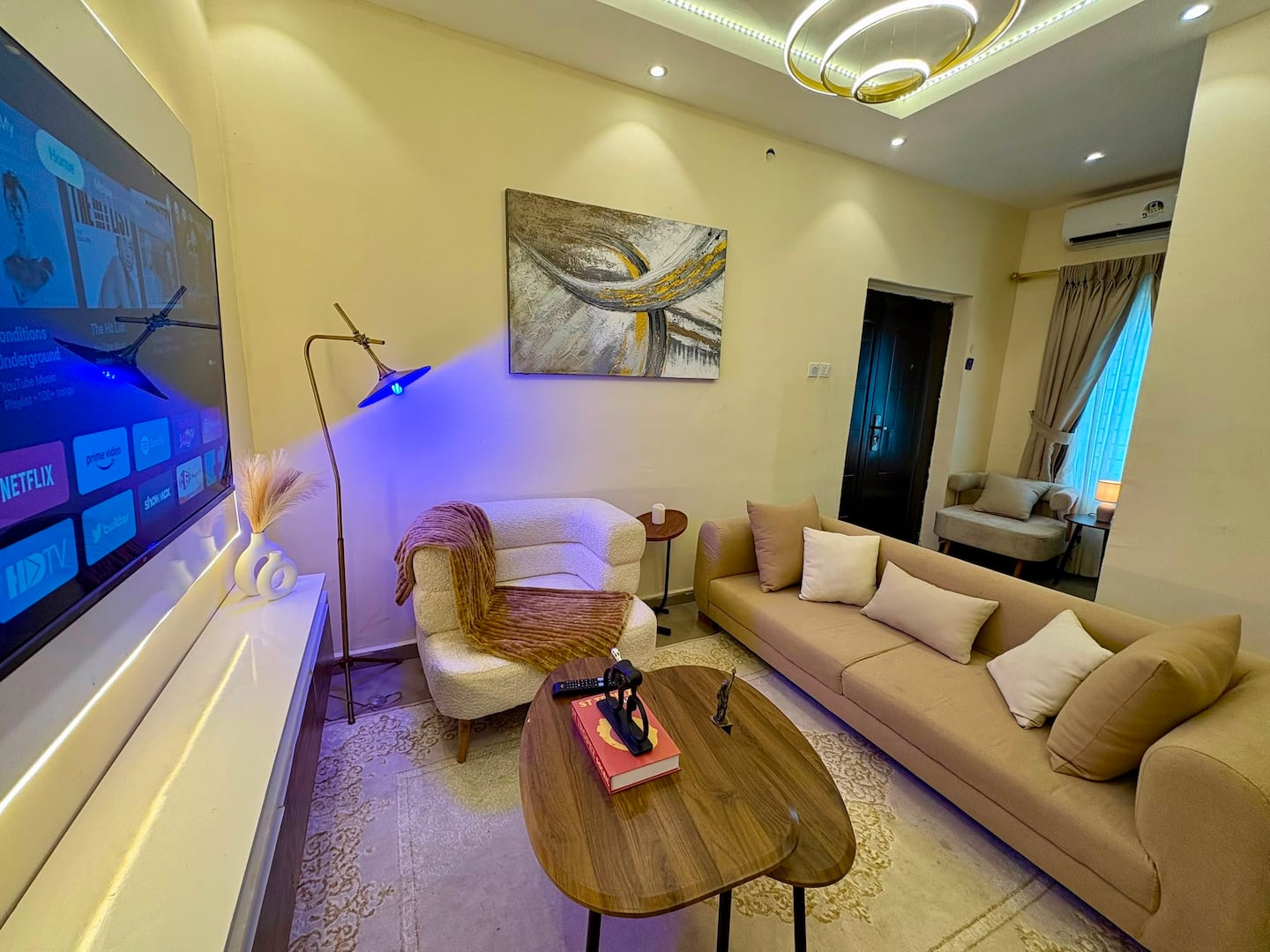 Haven 21 living room with sofa and natural light