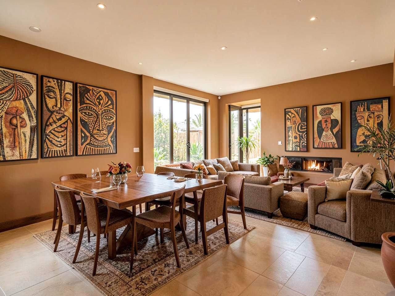 Open plan living and dining space in Maitama apartment